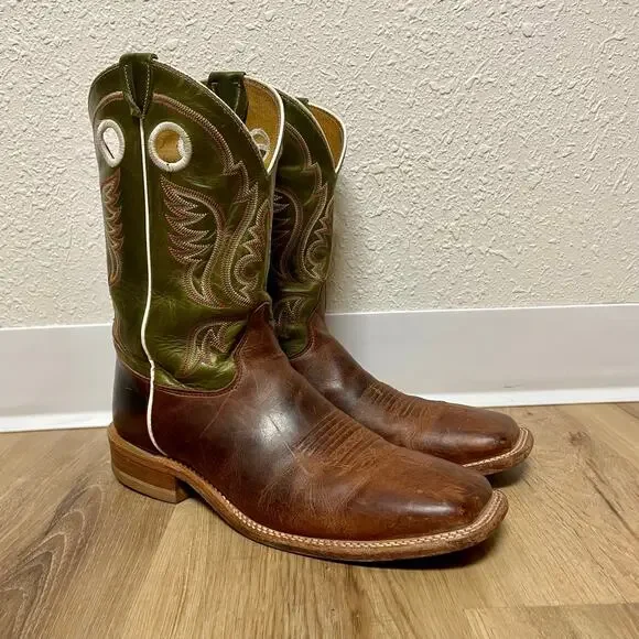 Justin Mens Square Toe Casual Work Boots Brown Green Size 11.5 D - style BR307 - Picture 3 of 14